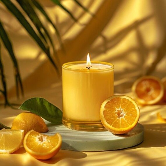 Citrus Sunrise aroma candle in glass jar